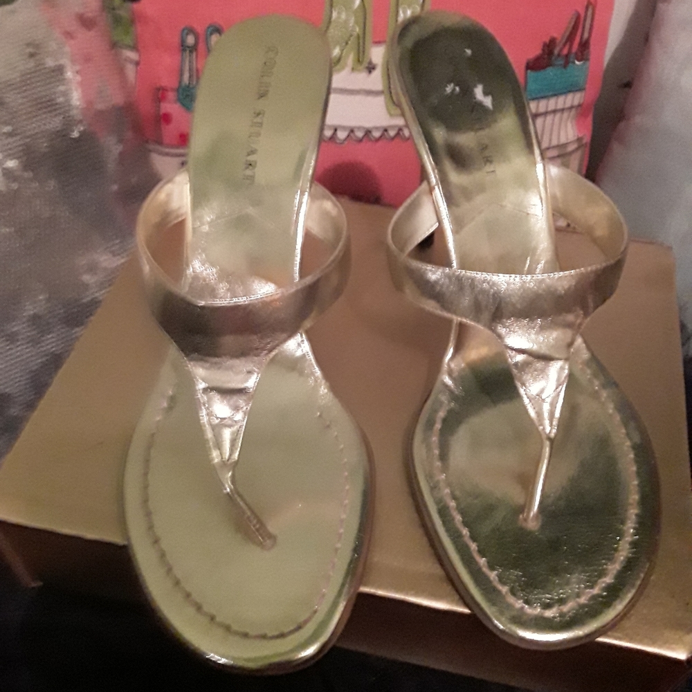 metallic sandals